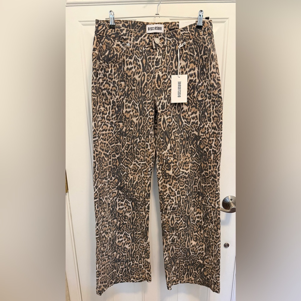 New Disclosure Women’s Leopard Print Baggy Pants - Leopard Print Denim Jeans